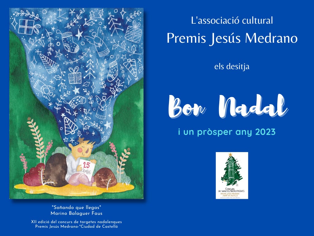 Els Premis Jesús Medrano-Ciutat de Castelló feliciten el Nadal amb una postal de Marino Balaguer Faus